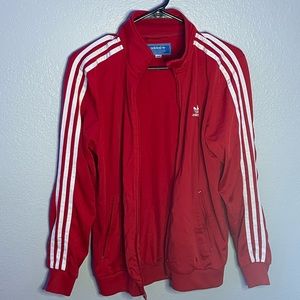 Adidas Red with White Stripes Zip-Up